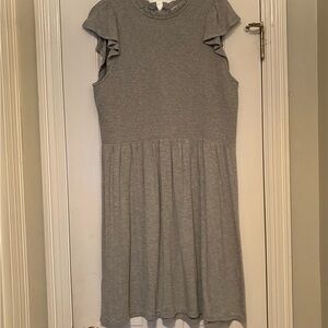 LOFT smocked so
Soft  Gray Ruffle Dress NWOT